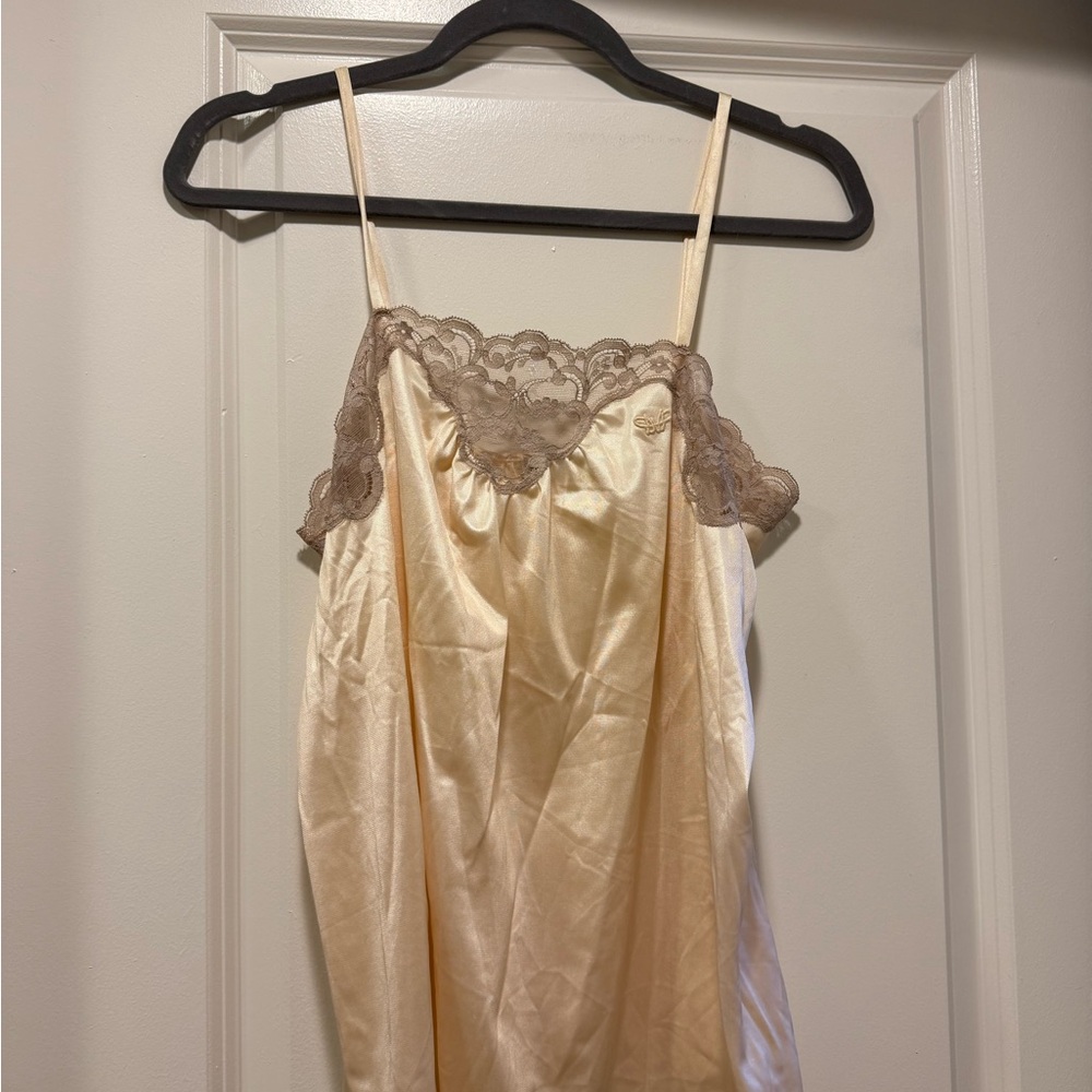 Diane Von Furstenberg Cream Camisole with Brown Lace